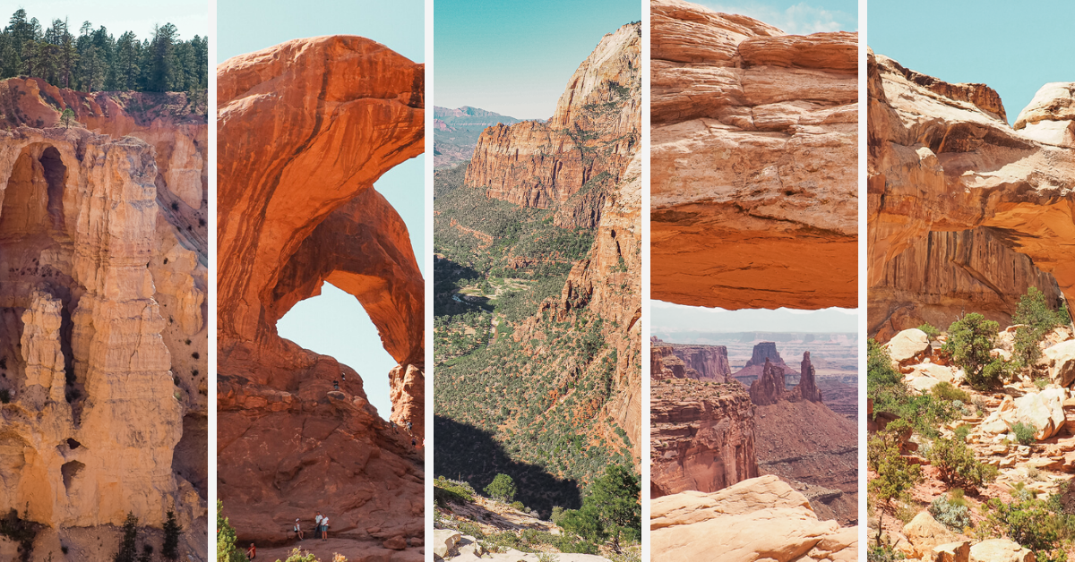 Collage of the 5 National Parks in Utah