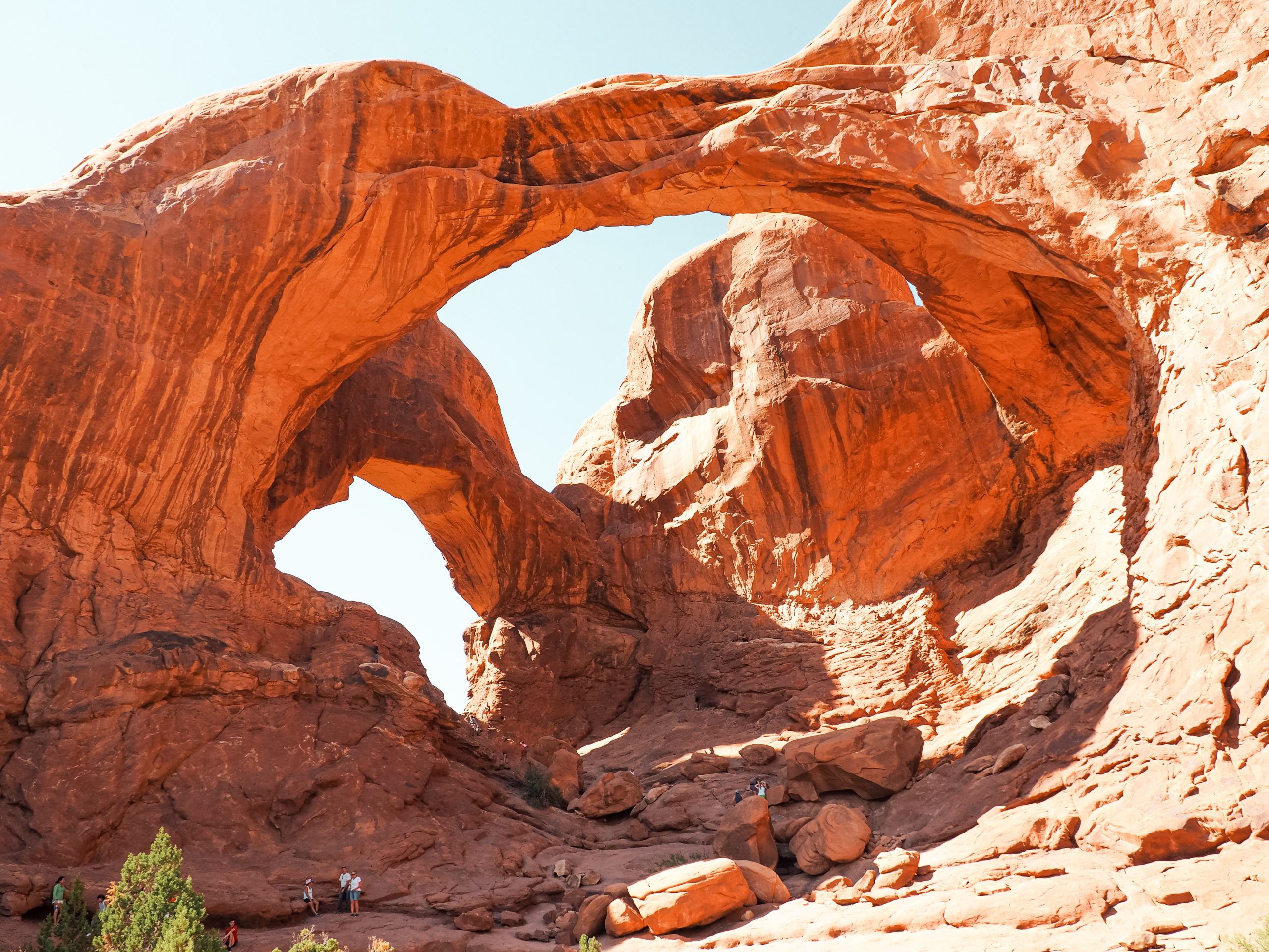 Double Arches in sunlight, Arches National Park