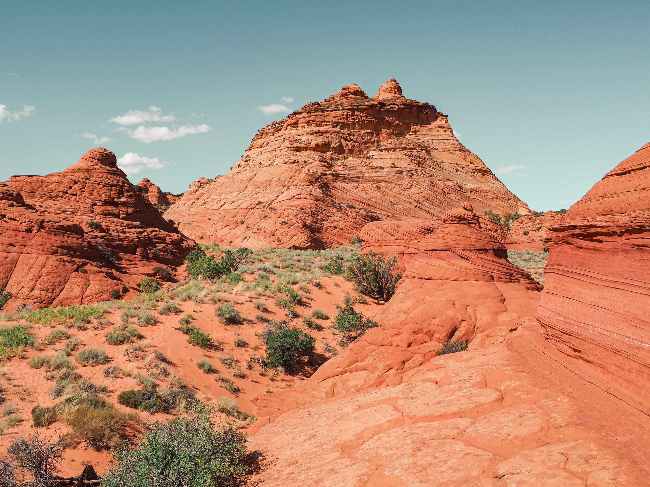 Bright orange sandstone formations of Coyote Buttes South in Vermilion Cliffs