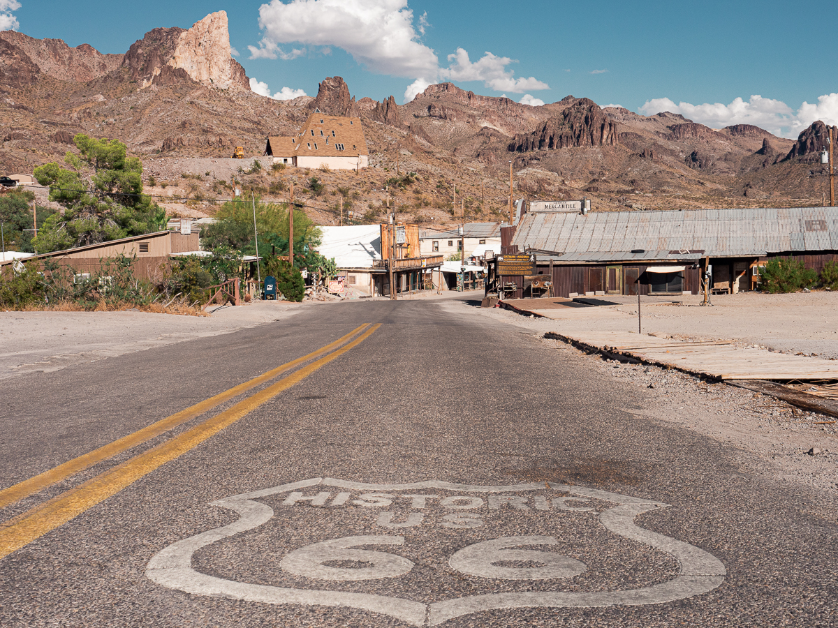 Historic Route 66 sign on our way into Oatman Arizona