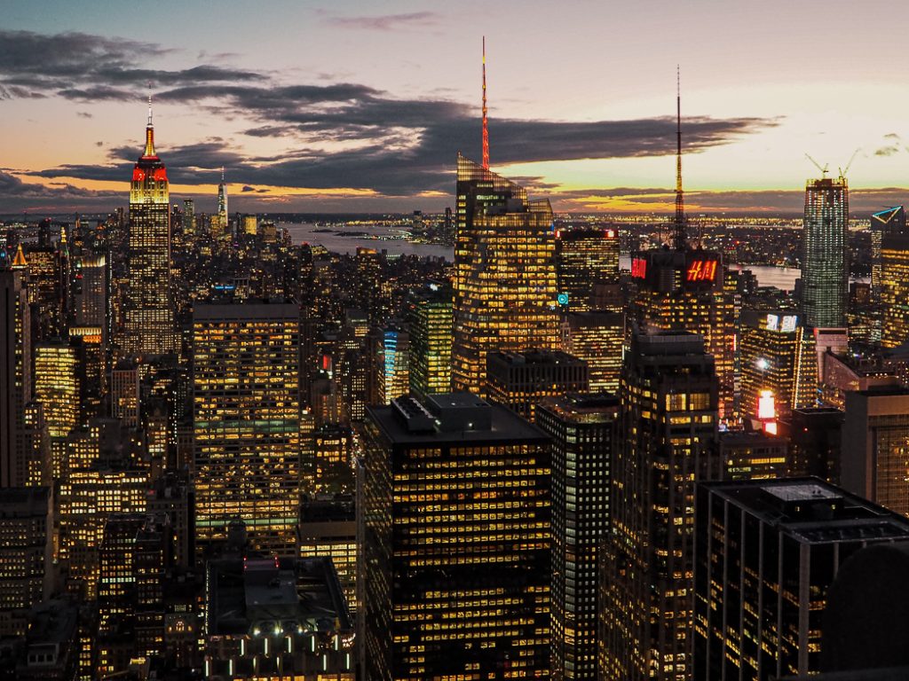 View of New York City when it gets dark