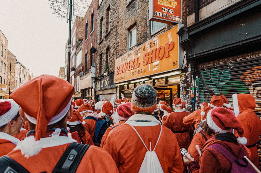 People dressed up as Santa Claus in NYC