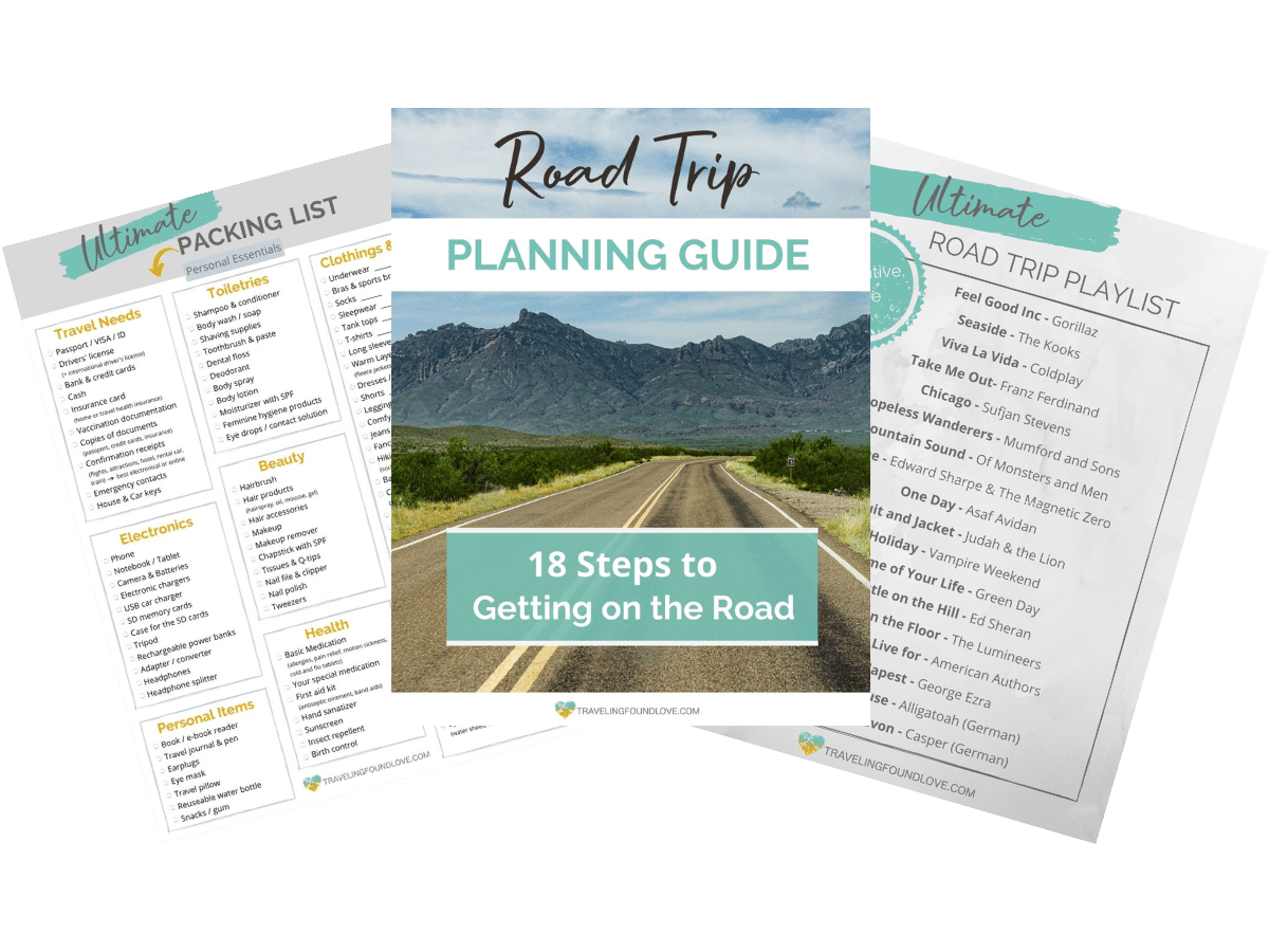 Road Trip Planning Guide with packing list and playlist