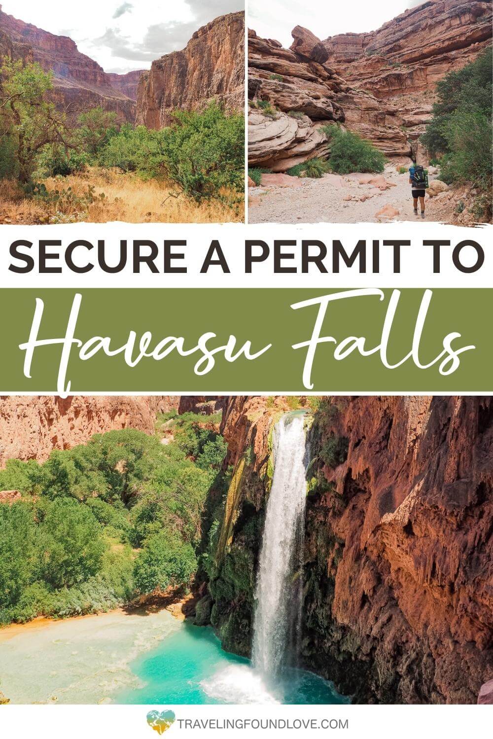 Pinterest Pin with pictures of Havasu Falls and the Grand Canyon