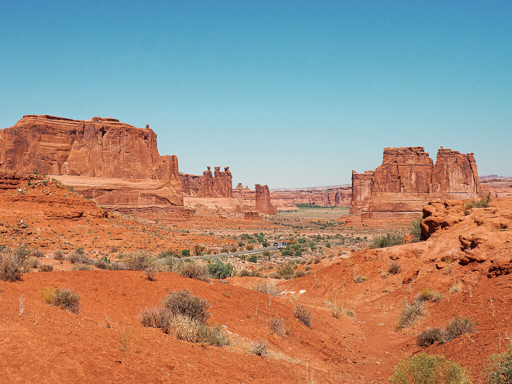 Scenic Drive through the desert landscape in Arches