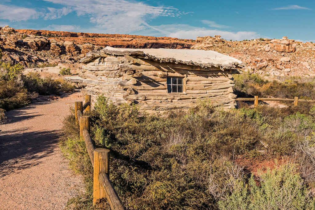 On your hike to Delicate Arch, you will pass the Wolfe Ranch, an old cabin
