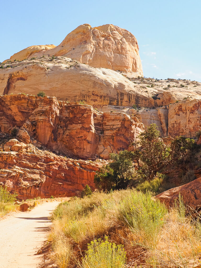 Stunning white rock formations you can see when you hike Capitol Reef