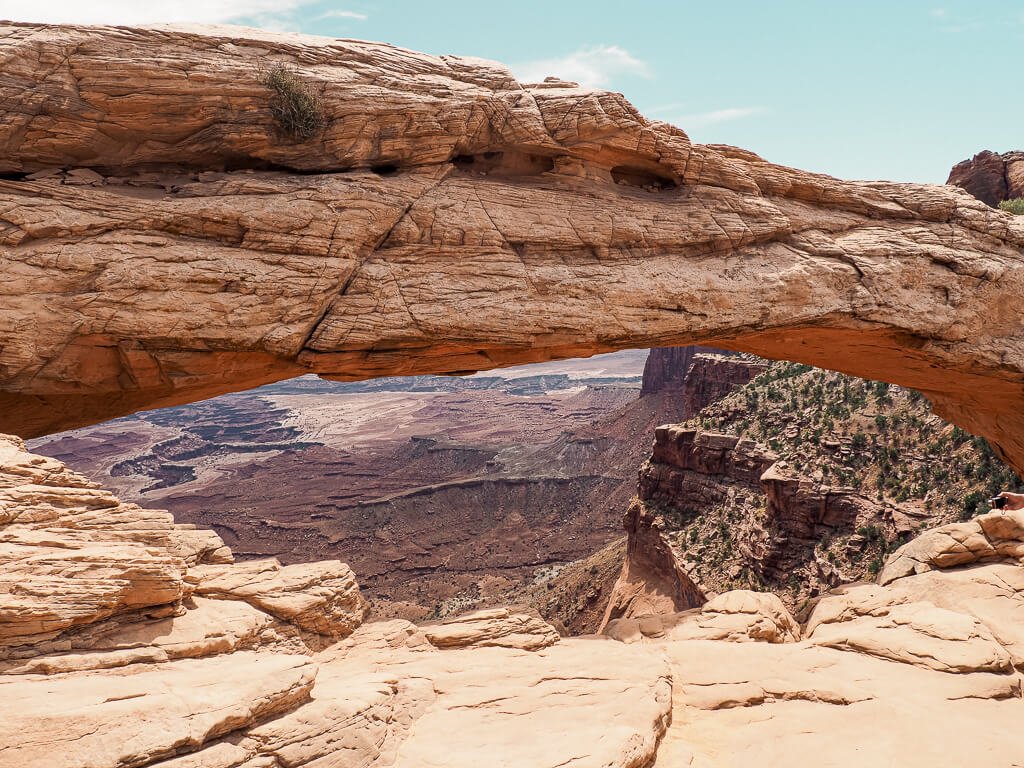 Mesa Arch, a famous natural arch in Island in the Sky Canyonlands