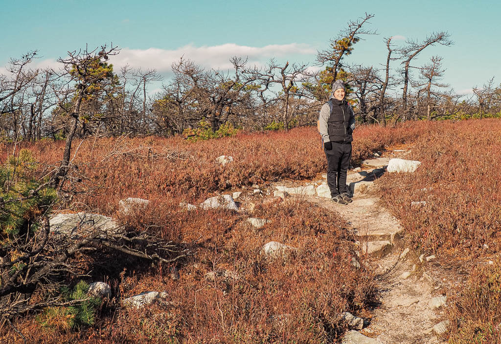 Rachel on the rocky trail leading to Minnewaska State Park