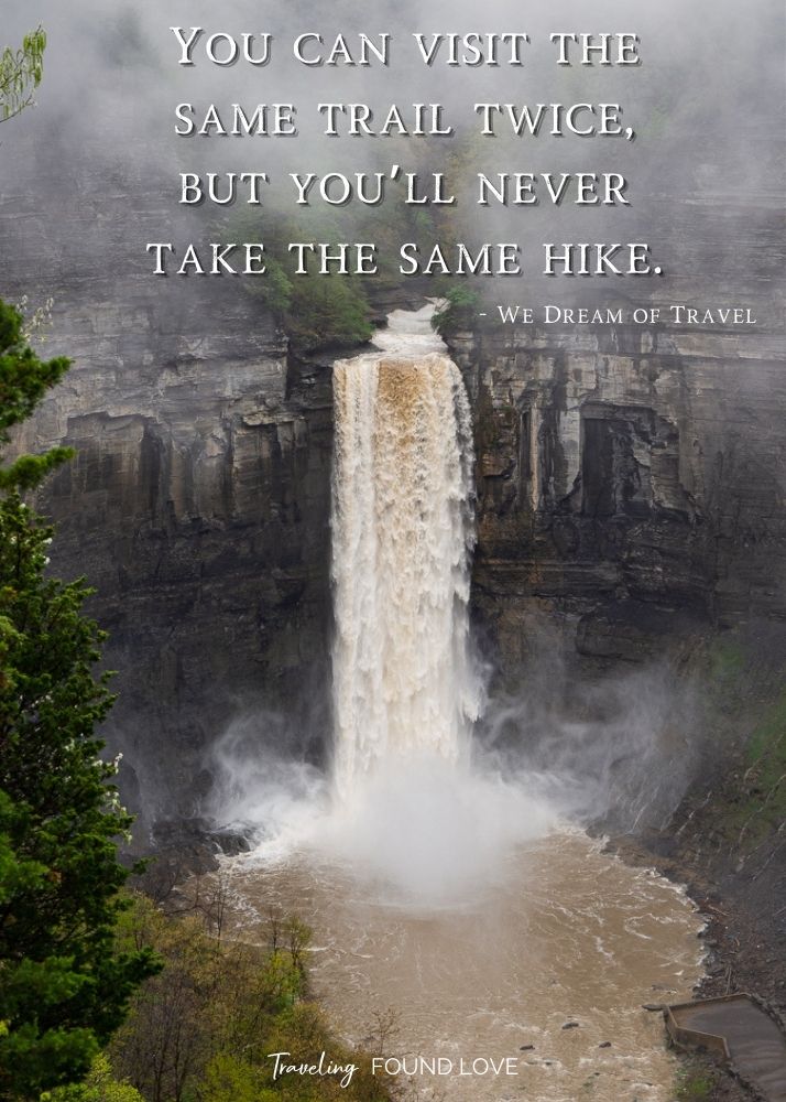 Water dropping down Taughannock Falls , New York