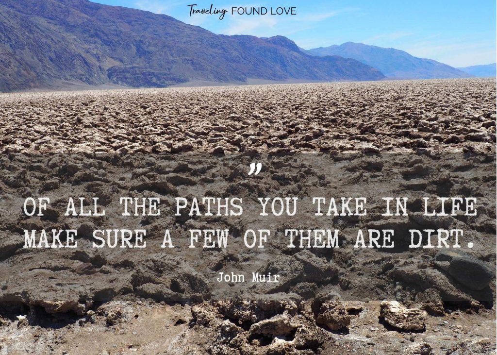 Hiking quote with a dirt path in Death Valley National Park