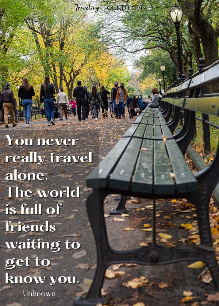 Travel Partner Quotes with bench in Central Park NYC in the background