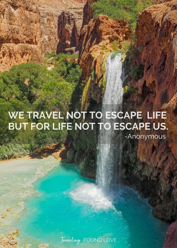 Short travel quote with Havasu Falls in the background