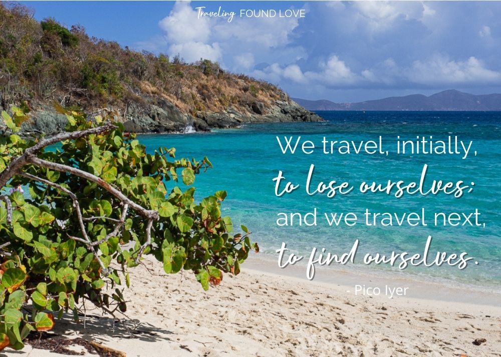 Tropical beach with short travel quote