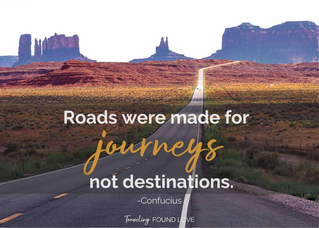 Road Trip Quote with the road leading to Monument Valley
