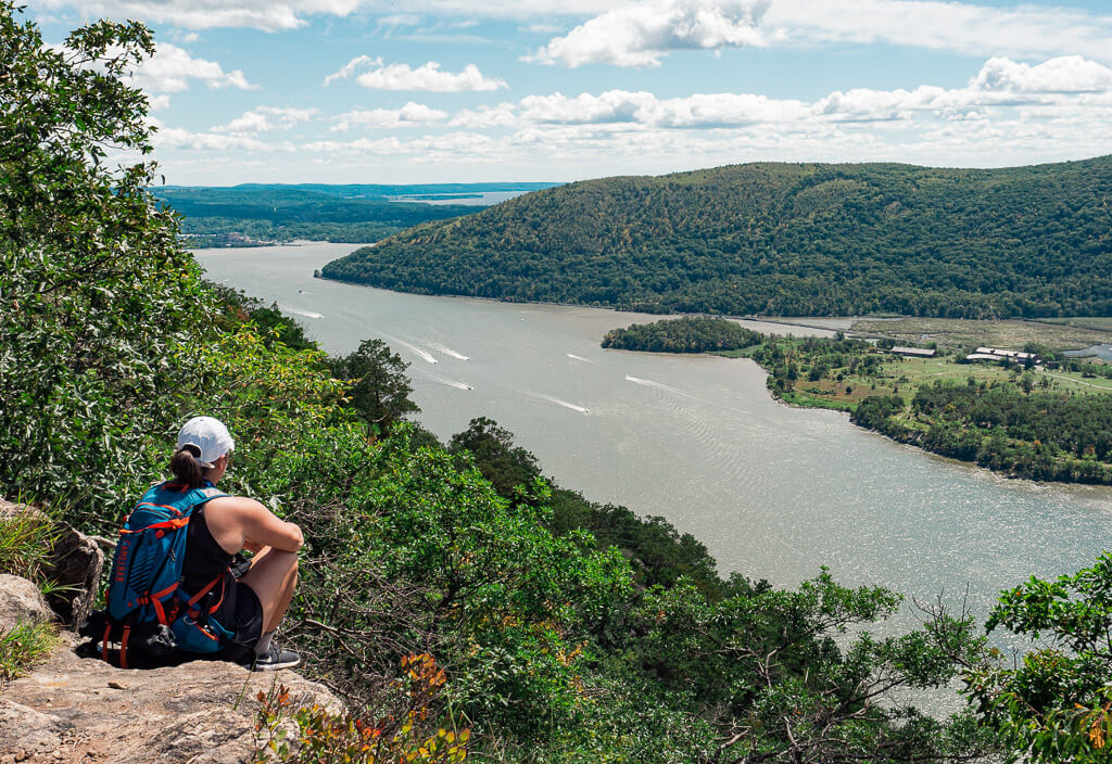 Rachel admiring the view from the peak of Anthony's Nose