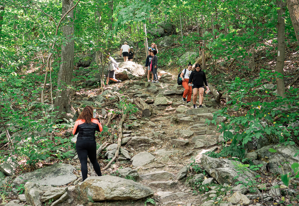 First steep incline on Anthony's Nose Trail